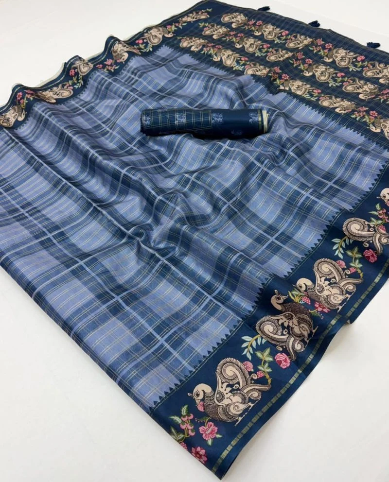 Rajyog D No 416001 To 06 Soft Tusser Silk Kalamkari Pallu Saree 9
