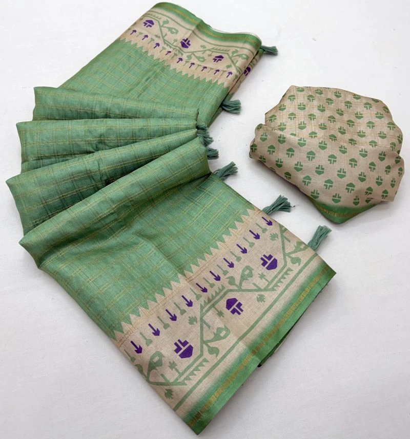 Rajyog D No 630001 To 06 Tusser Silk Zari Border Saree Collection 11