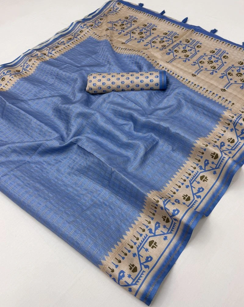 Rajyog D No 630001 To 06 Tusser Silk Zari Border Saree Collection 14