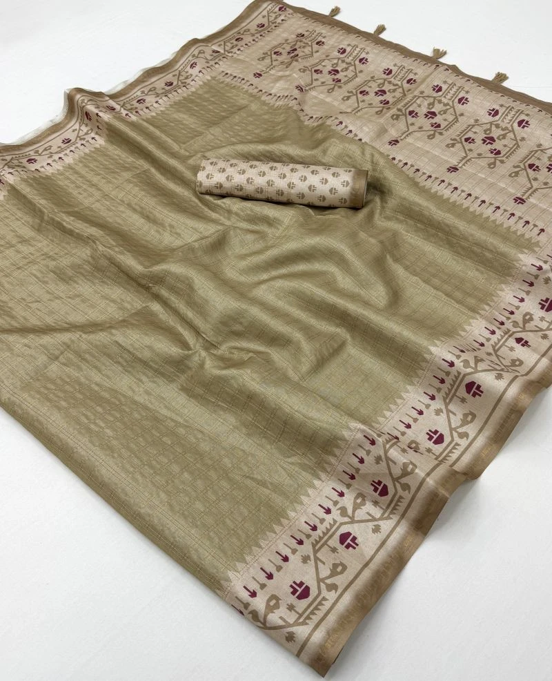 Rajyog D No 630001 To 06 Tusser Silk Zari Border Saree Collection 3