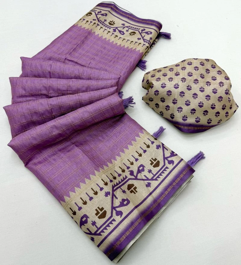 Rajyog D No 630001 To 06 Tusser Silk Zari Border Saree Collection 8