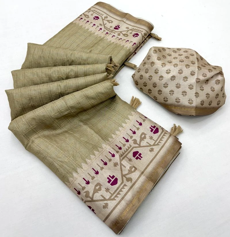 Rajyog D No 630001 To 06 Tusser Silk Zari Border Saree Collection 9