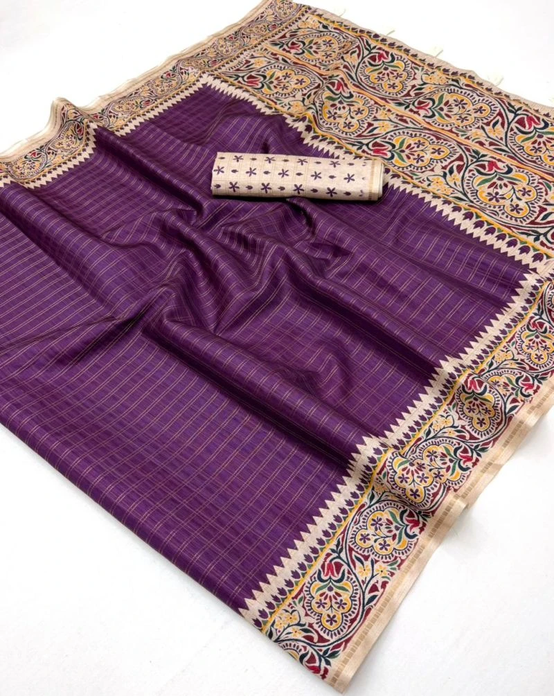 Rajyog D No 640001 To 06 Soft Tusser With Bentex Border Saree 1