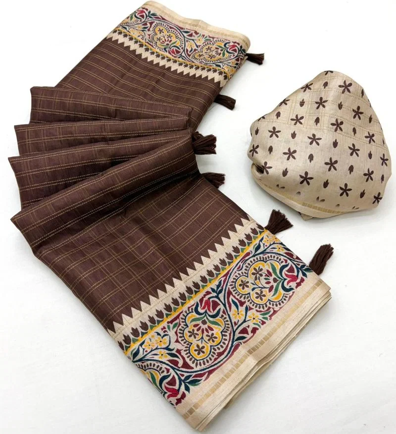 Rajyog D No 640001 To 06 Soft Tusser With Bentex Border Saree 10