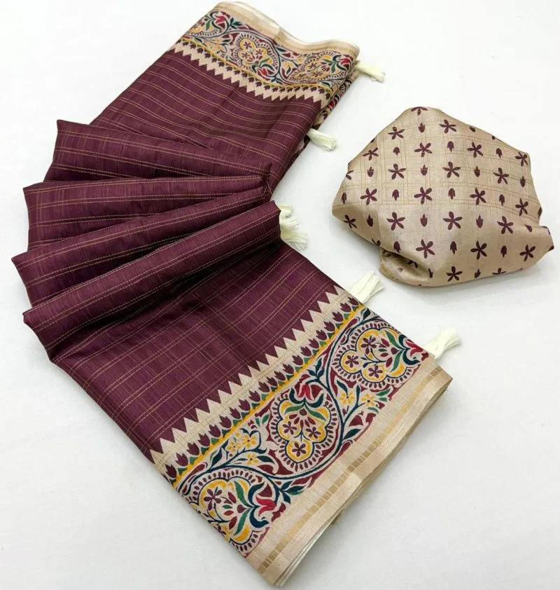 Rajyog D No 640001 To 06 Soft Tusser With Bentex Border Saree 11