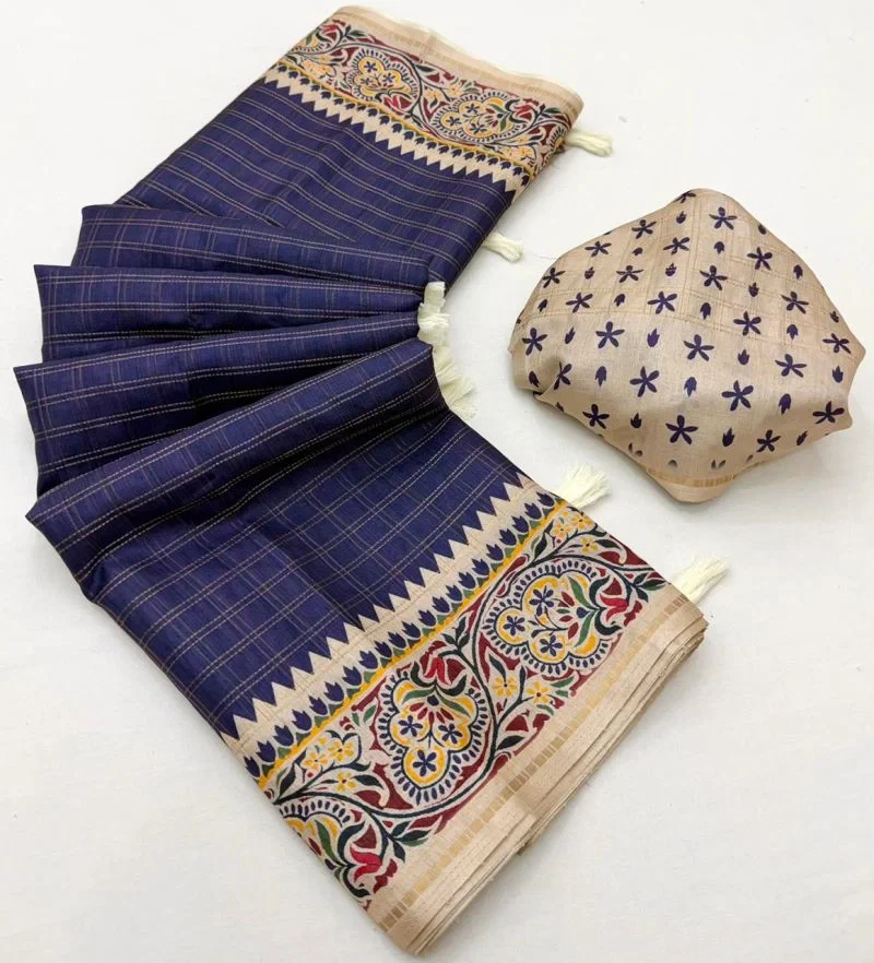 Rajyog D No 640001 To 06 Soft Tusser With Bentex Border Saree 12