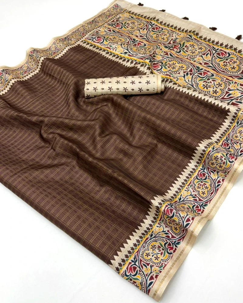 Rajyog D No 640001 To 06 Soft Tusser With Bentex Border Saree 13
