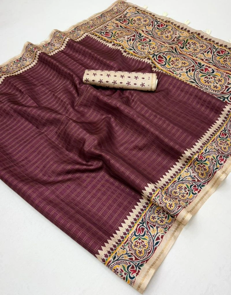 Rajyog D No 640001 To 06 Soft Tusser With Bentex Border Saree 2