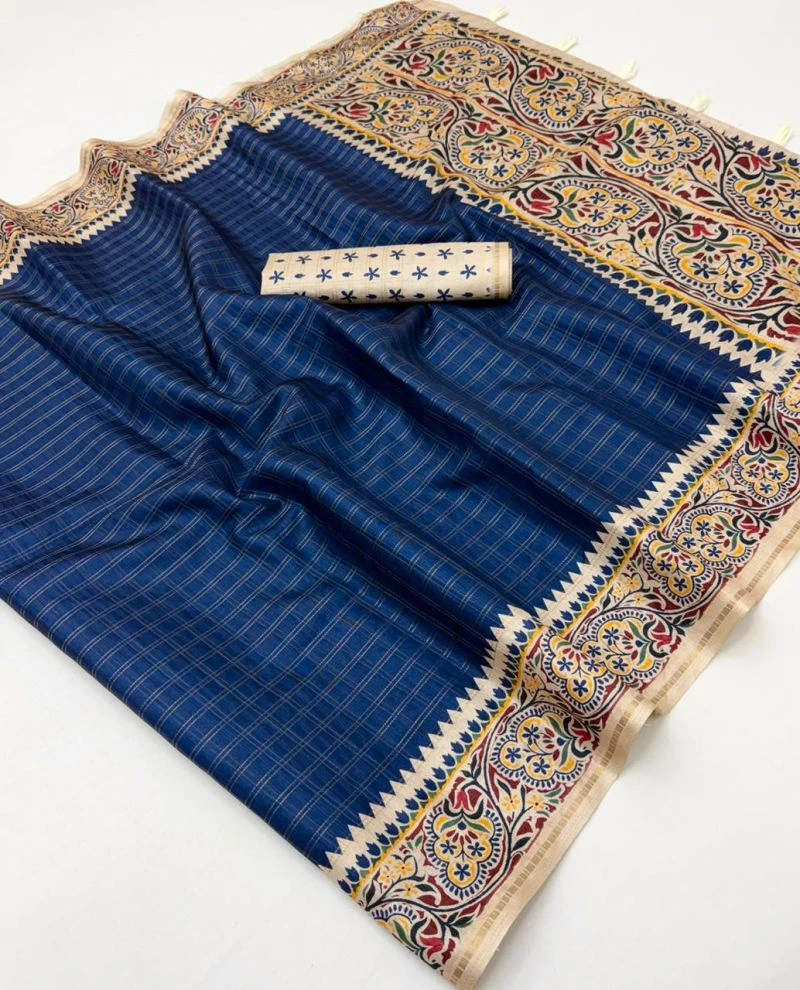 Rajyog D No 640001 To 06 Soft Tusser With Bentex Border Saree 4