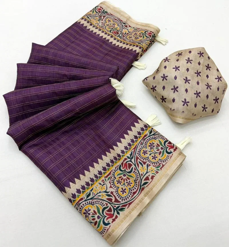 Rajyog D No 640001 To 06 Soft Tusser With Bentex Border Saree 5