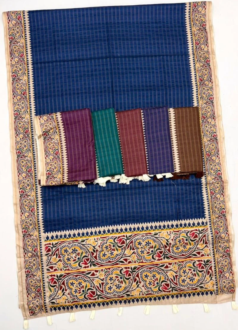 Rajyog D No 640001 To 06 Soft Tusser With Bentex Border Saree 6