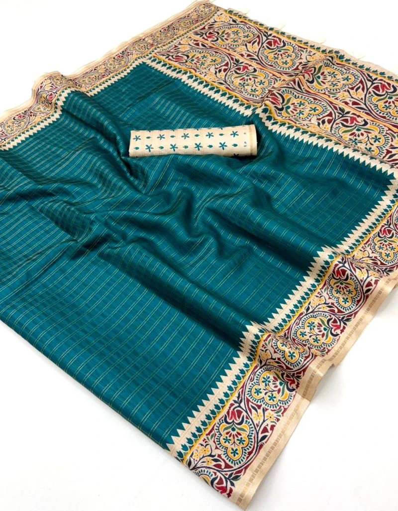 Rajyog D No 640001 To 06 Soft Tusser With Bentex Border Saree 7