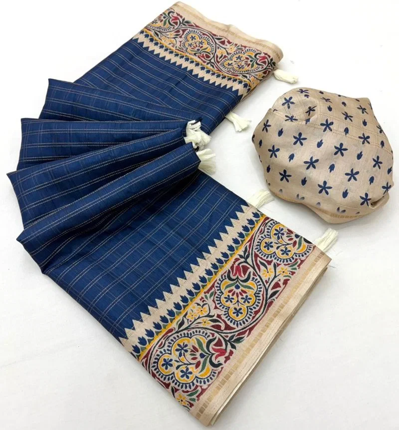 Rajyog D No 640001 To 06 Soft Tusser With Bentex Border Saree 8