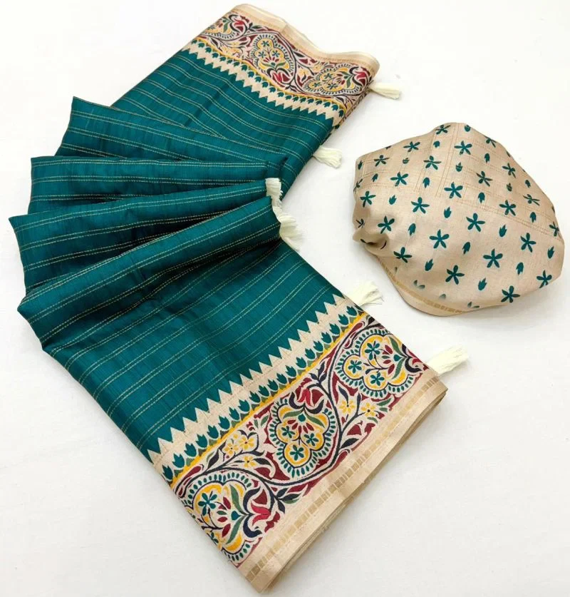 Rajyog D No 640001 To 06 Soft Tusser With Bentex Border Saree 9