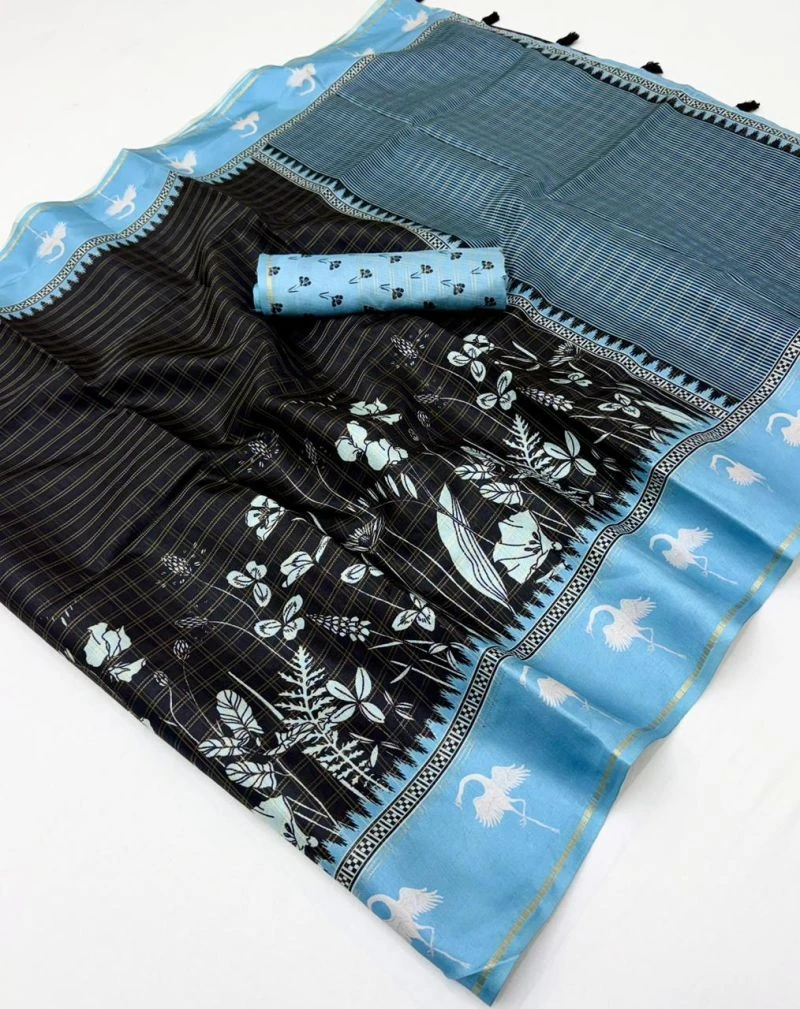 Rajyog D No 688001 To 06 Soft Tusser Silk Bentex Border Saree 10