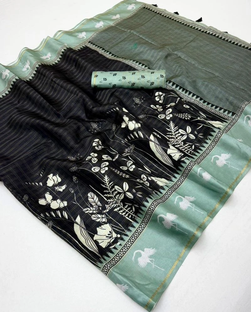 Rajyog D No 688001 To 06 Soft Tusser Silk Bentex Border Saree 12