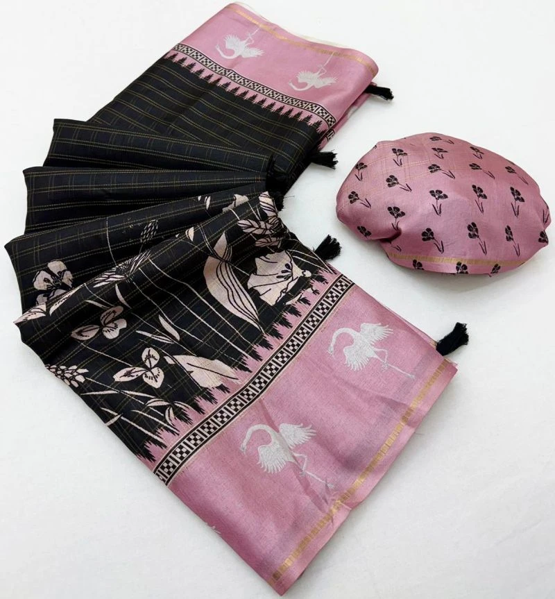 Rajyog D No 688001 To 06 Soft Tusser Silk Bentex Border Saree 5