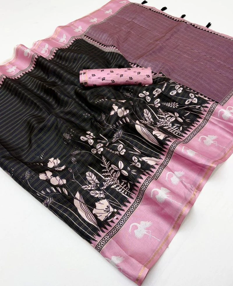 Rajyog D No 688001 To 06 Soft Tusser Silk Bentex Border Saree 7