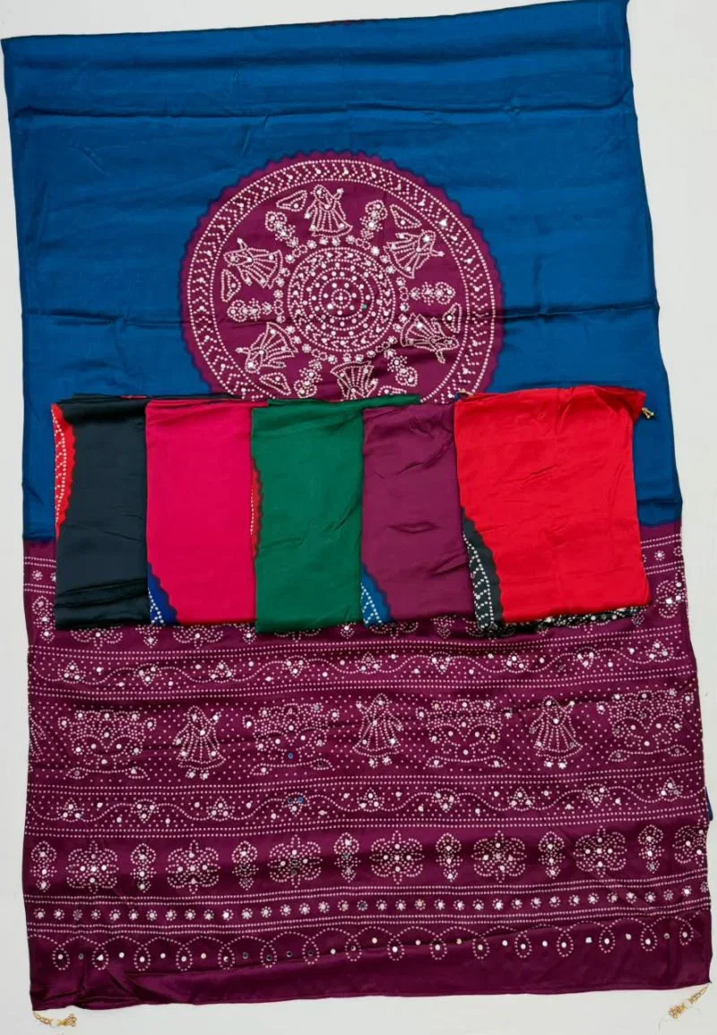 Rajyog Rosy Gaji Satin Ajrakh Printed Saree Collection 6