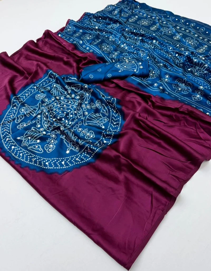 Rajyog Rosy Gaji Satin Ajrakh Printed Saree Collection 8