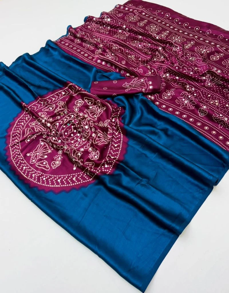 Rajyog Rosy Gaji Satin Ajrakh Printed Saree Collection 9