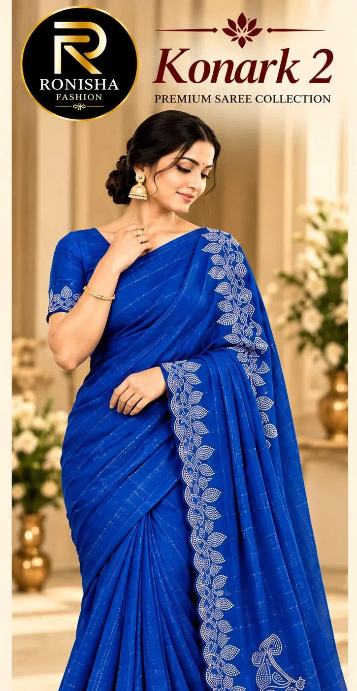 Ronisha 72 Dani Fabric Siroski Diamond Worked Saree Collection 1