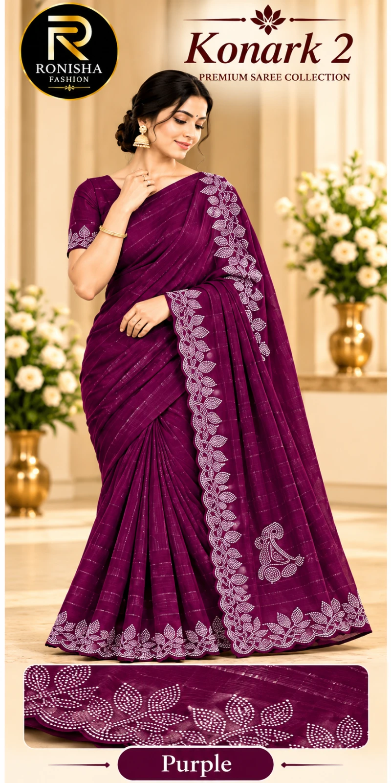 Ronisha 72 Dani Fabric Siroski Diamond Worked Saree Collection 2