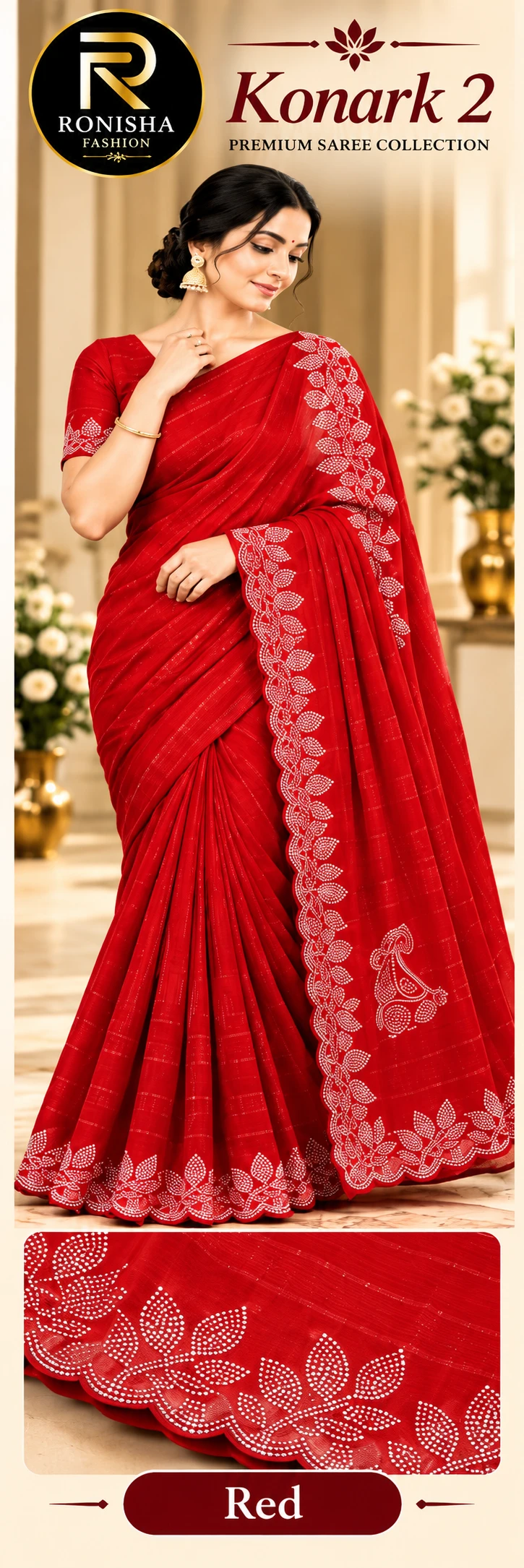 Ronisha 72 Dani Fabric Siroski Diamond Worked Saree Collection 3