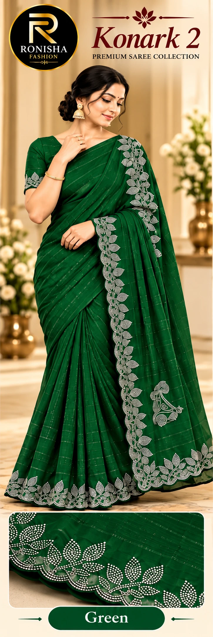 Ronisha 72 Dani Fabric Siroski Diamond Worked Saree Collection 4