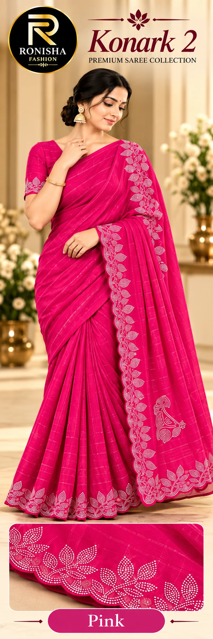 Ronisha 72 Dani Fabric Siroski Diamond Worked Saree Collection 5