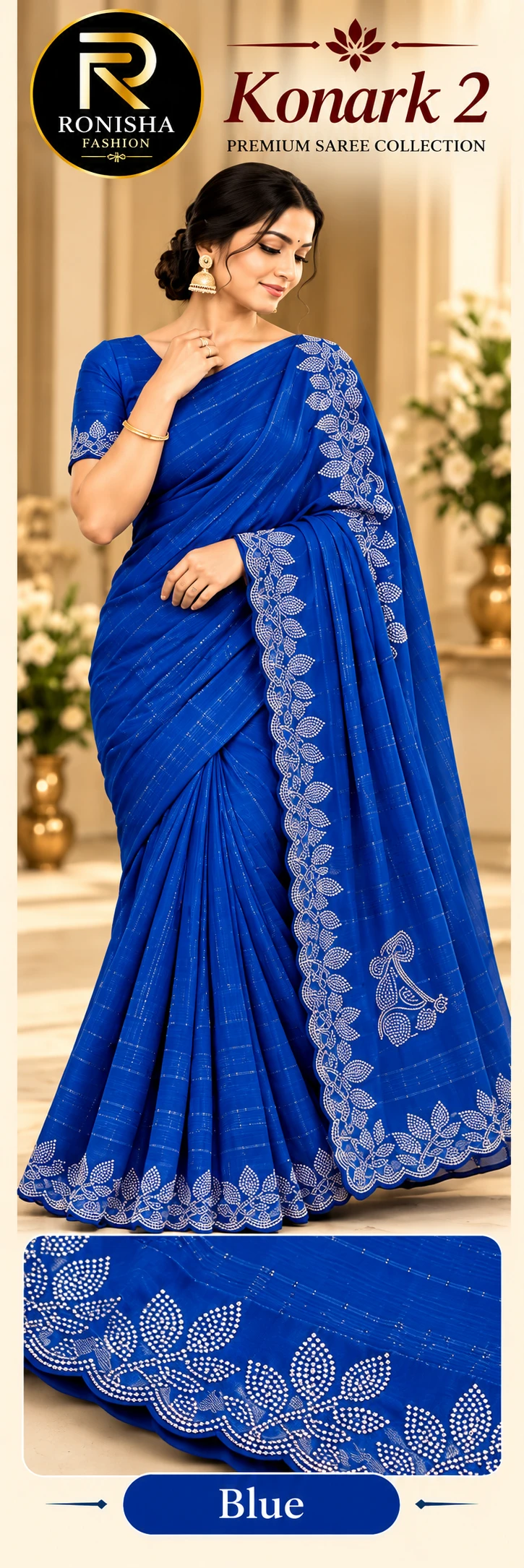 Ronisha 72 Dani Fabric Siroski Diamond Worked Saree Collection 6