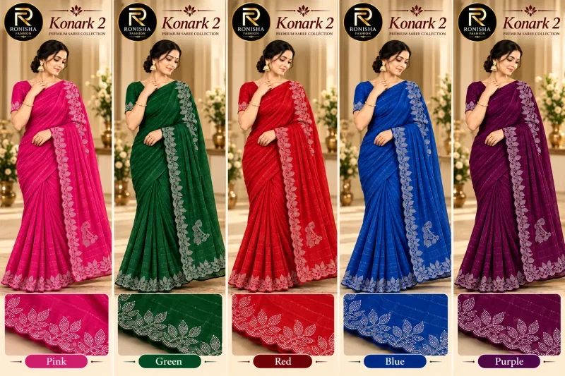 Ronisha 72 Dani Fabric Siroski Diamond Worked Saree Collection 7