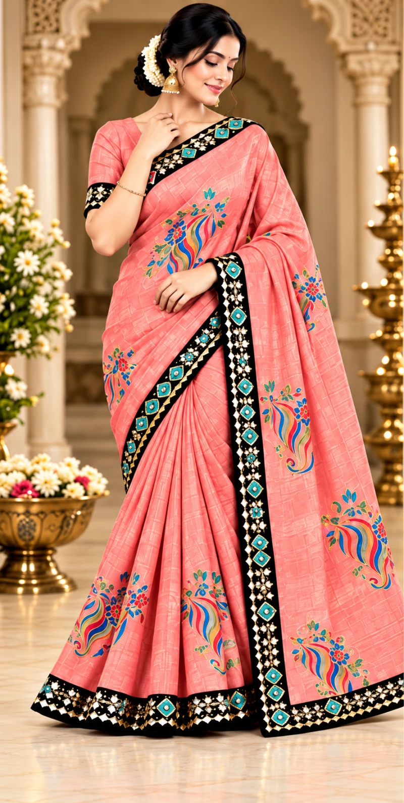 Ronisha 74 Satin Chiffon Sequence Worked Saree 2