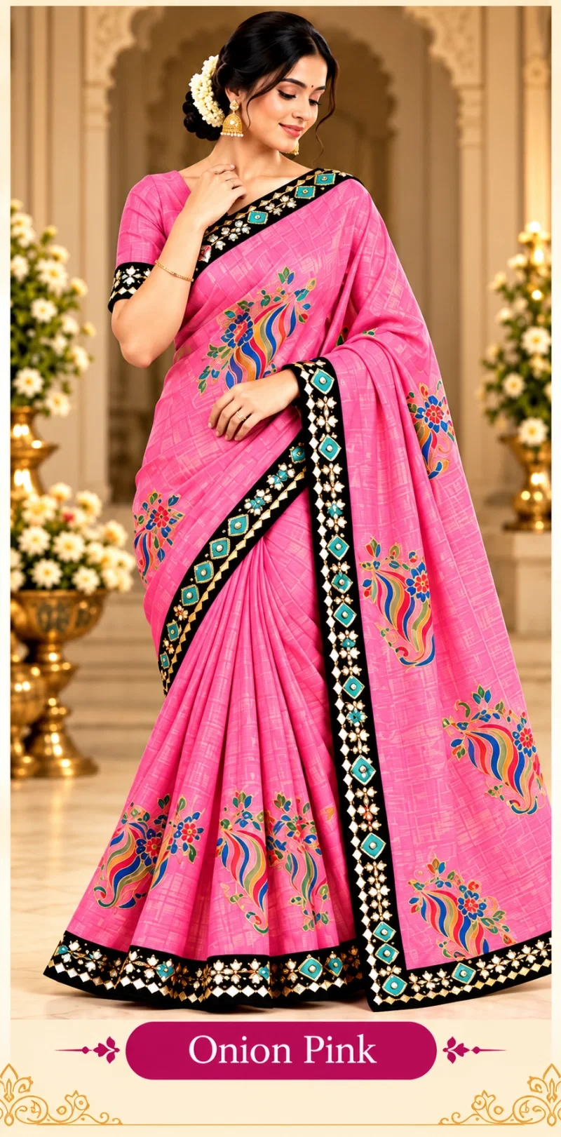 Ronisha 74 Satin Chiffon Sequence Worked Saree 4