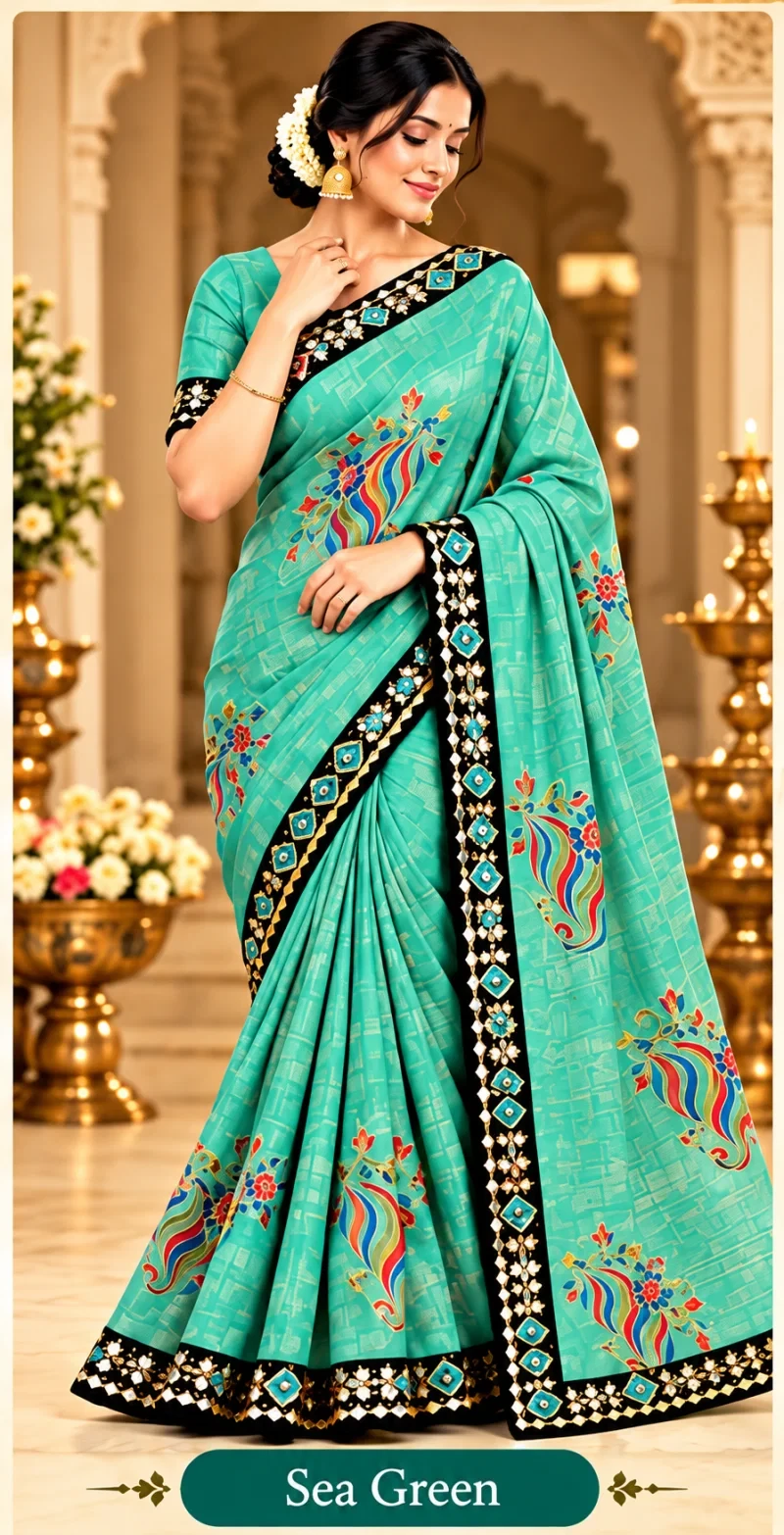 Ronisha 74 Satin Chiffon Sequence Worked Saree 5