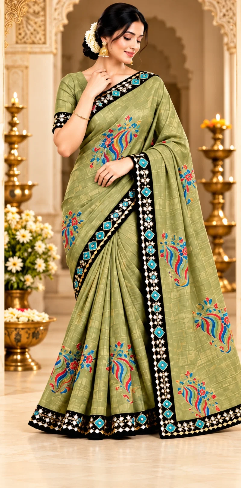 Ronisha 74 Satin Chiffon Sequence Worked Saree 6
