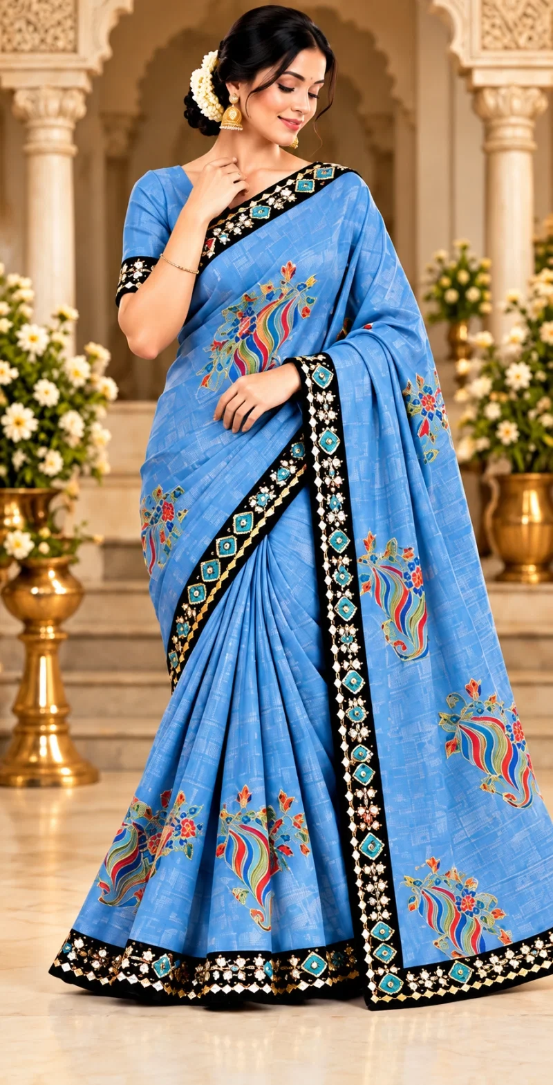 Ronisha 74 Satin Chiffon Sequence Worked Saree 7