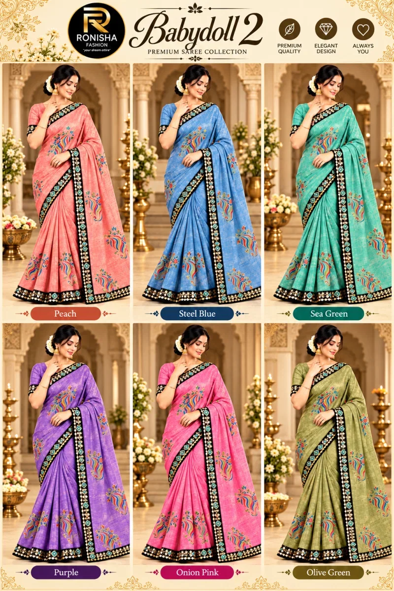 Ronisha 74 Satin Chiffon Sequence Worked Saree 8