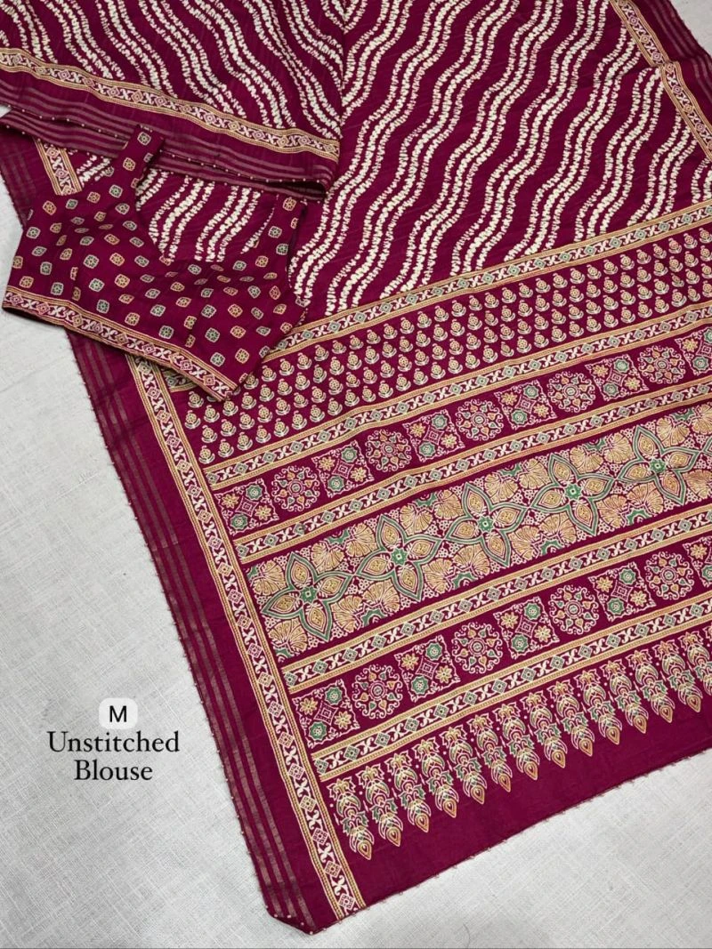 S Mahi Shree 1 Cotton Slub Printed Zari Weaving Saree 6