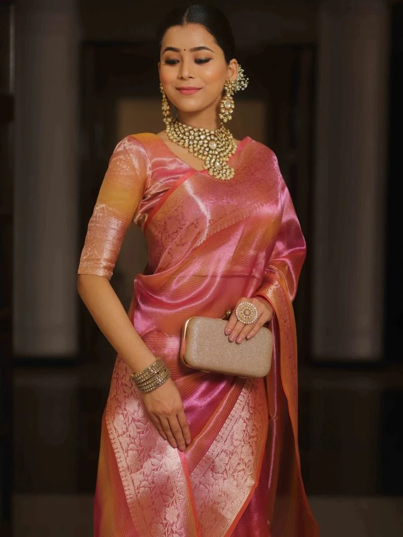 S Mahi Shree 5 Tissue Silk Jacquard Print Saree Collection 5