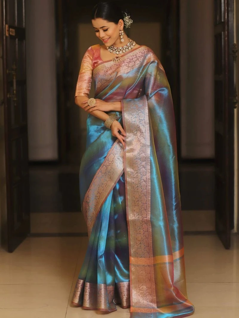 S Mahi Shree 5 Tissue Silk Jacquard Print Saree Collection 7
