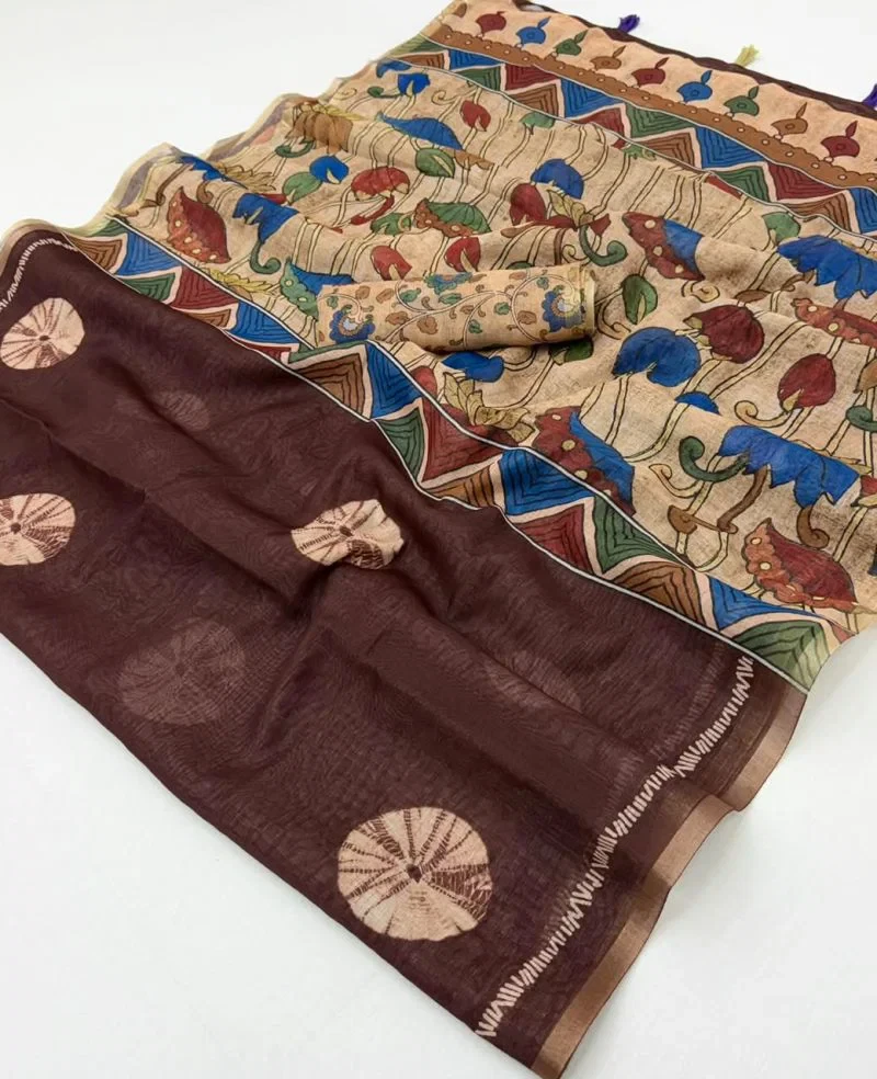S Mahi Shree Soft Cotton Linen Zari Border Saree Collection