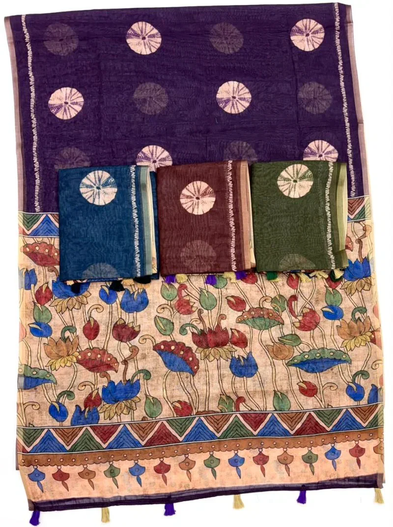 S Mahi Shree Soft Cotton Linen Zari Border Saree Collection 10
