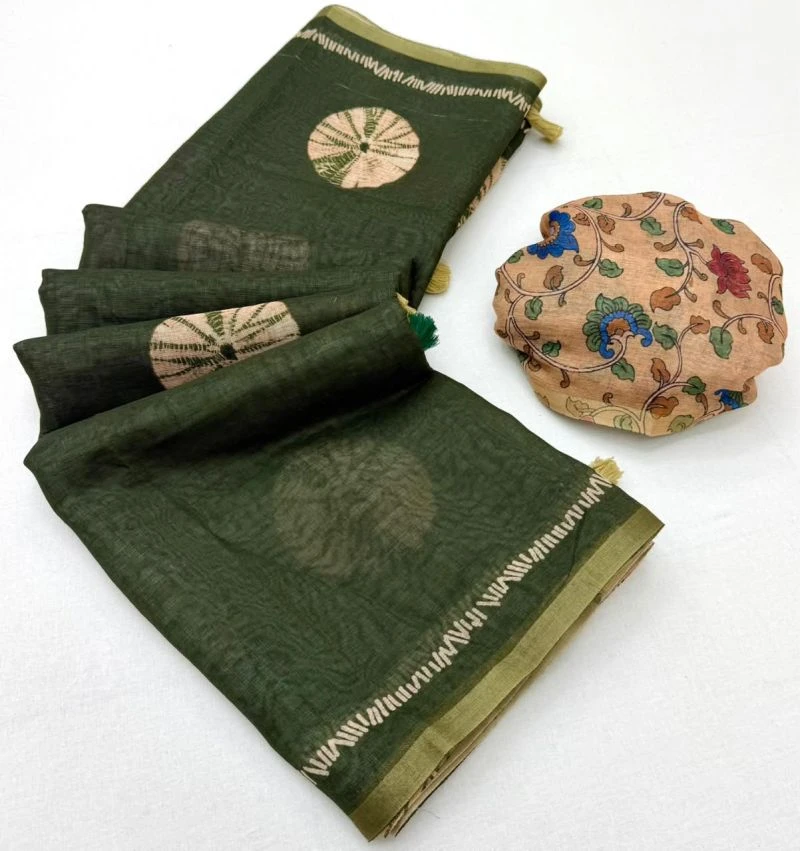 S Mahi Shree Soft Cotton Linen Zari Border Saree Collection 2