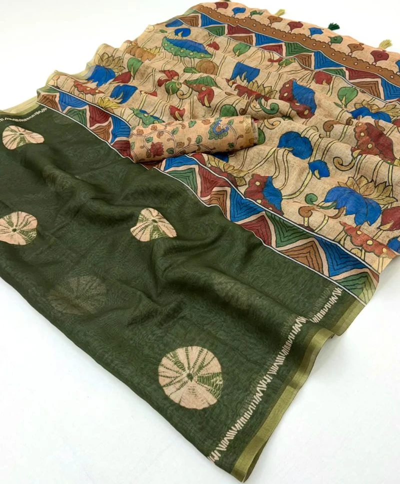 S Mahi Shree Soft Cotton Linen Zari Border Saree Collection 3