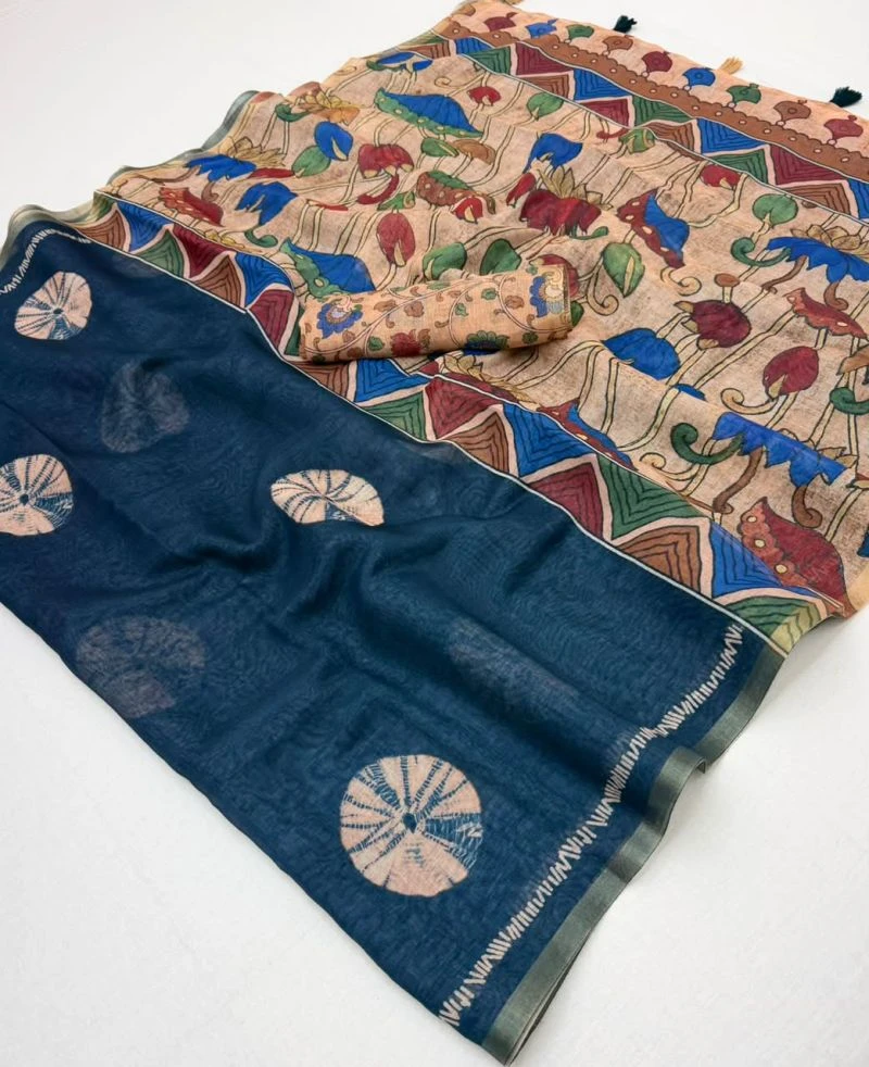 S Mahi Shree Soft Cotton Linen Zari Border Saree Collection 4