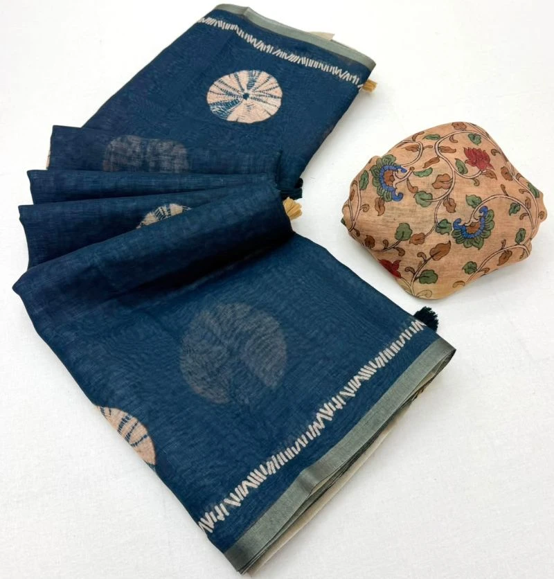 S Mahi Shree Soft Cotton Linen Zari Border Saree Collection 6