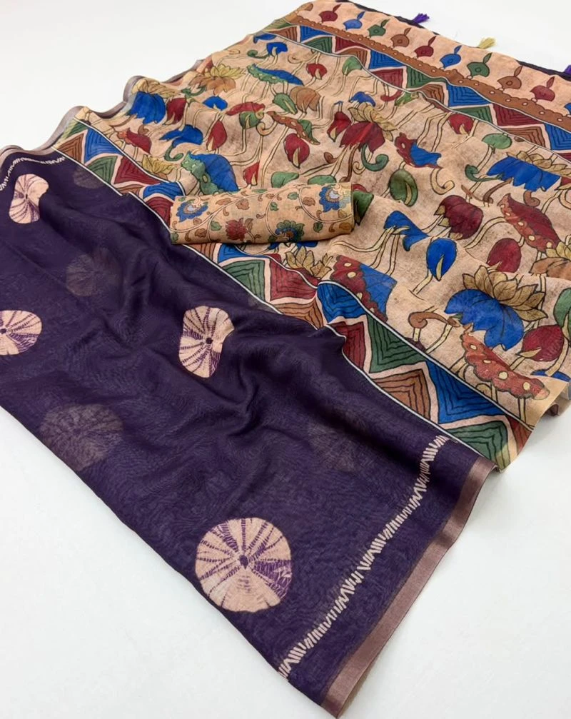 S Mahi Shree Soft Cotton Linen Zari Border Saree Collection 7