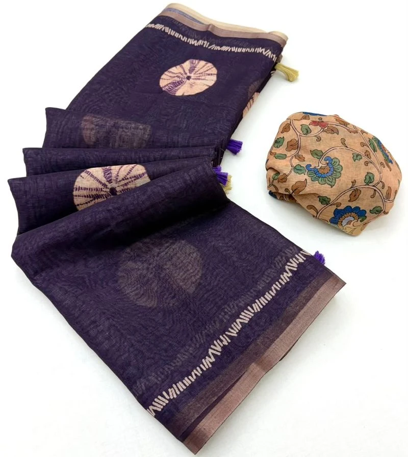 S Mahi Shree Soft Cotton Linen Zari Border Saree Collection 9