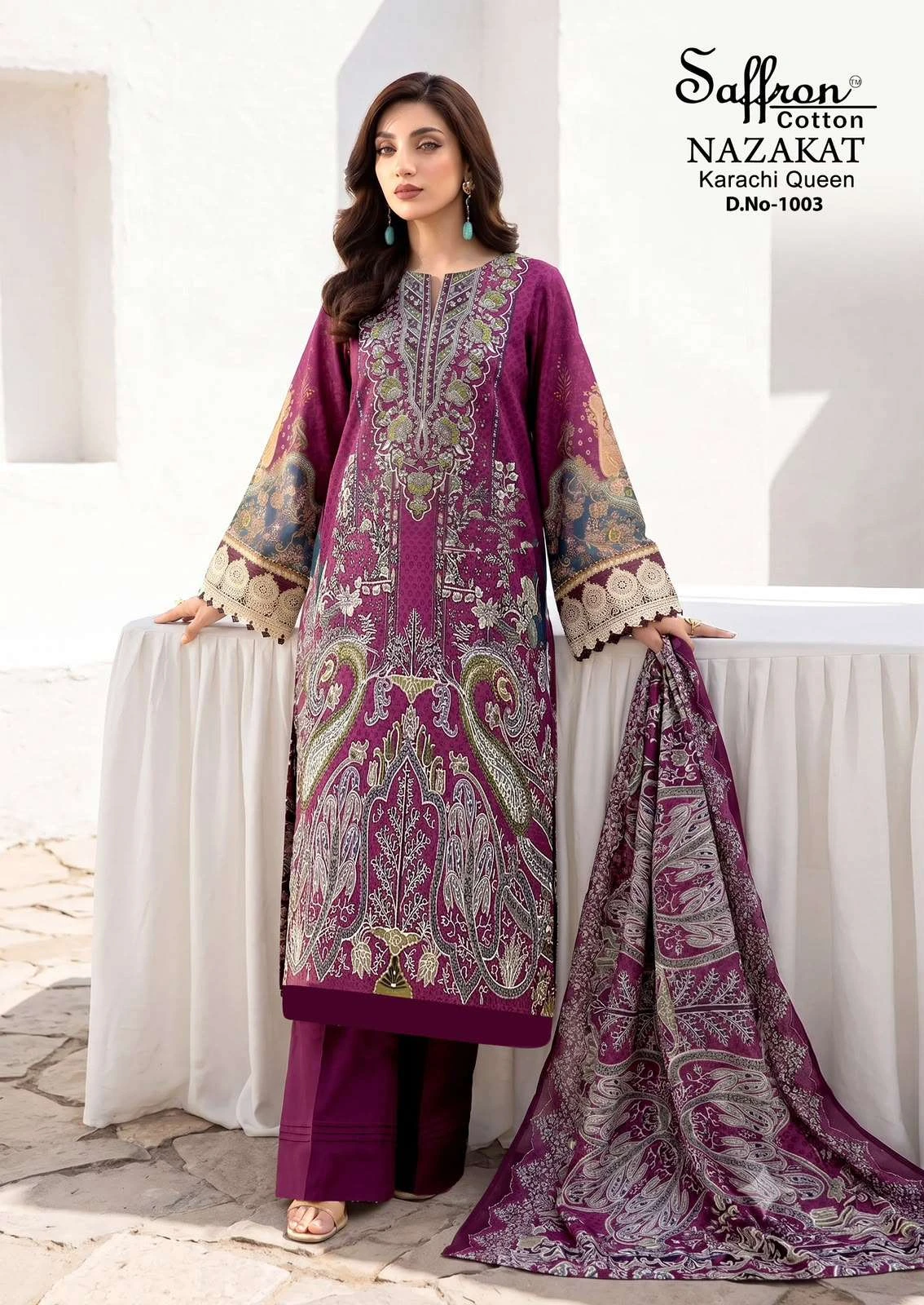 Saffron Cotton Nazakat Karachi Queen Vol 1 12